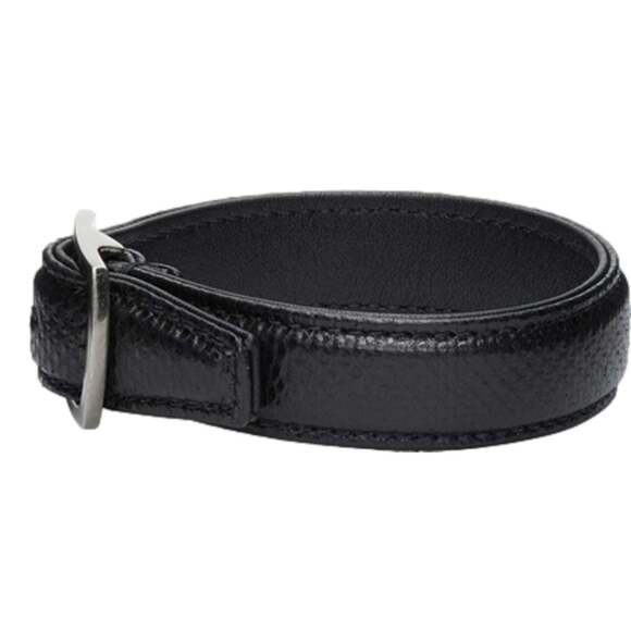 Saint Laurent Black Leather Snake Embossed Buckle - Picture 1 of 4